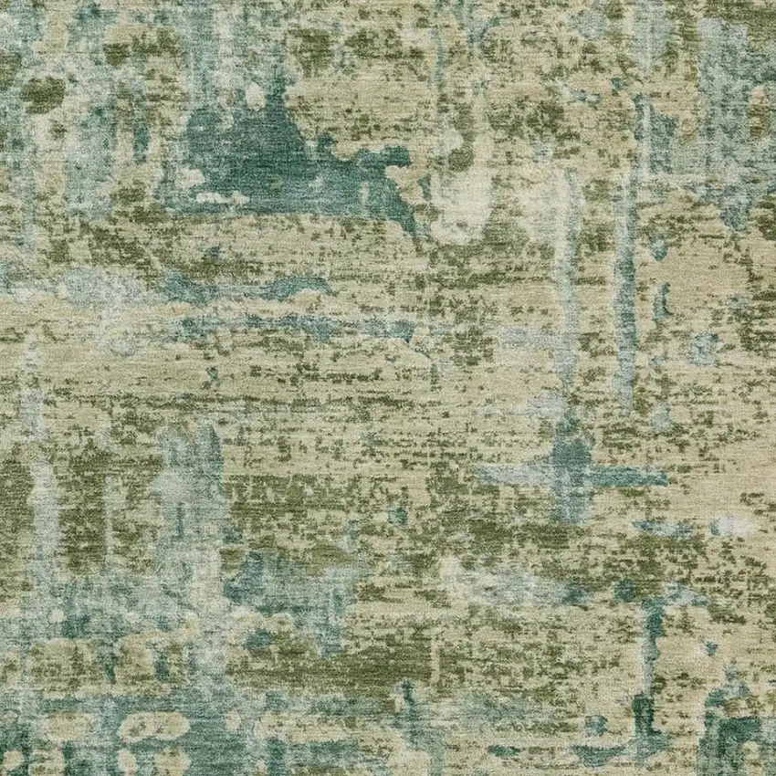 Green And Sage Abstract Washable Indoor Outdoor Area Rug Photo 3