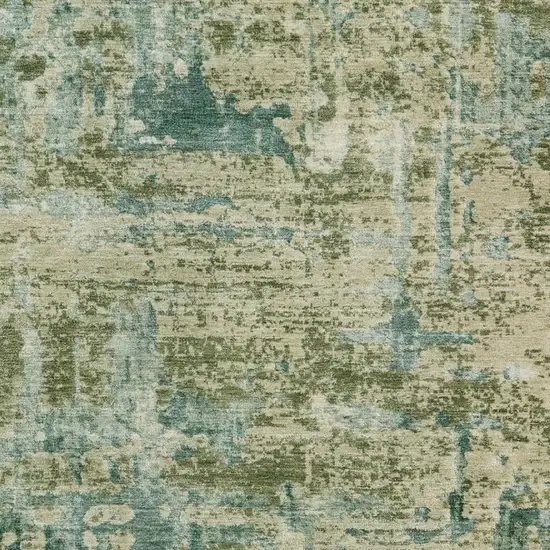 Green And Sage Abstract Washable Indoor Outdoor Area Rug Photo 3