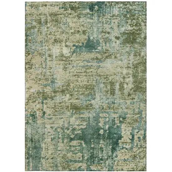 Green And Sage Abstract Washable Indoor Outdoor Area Rug Photo 3