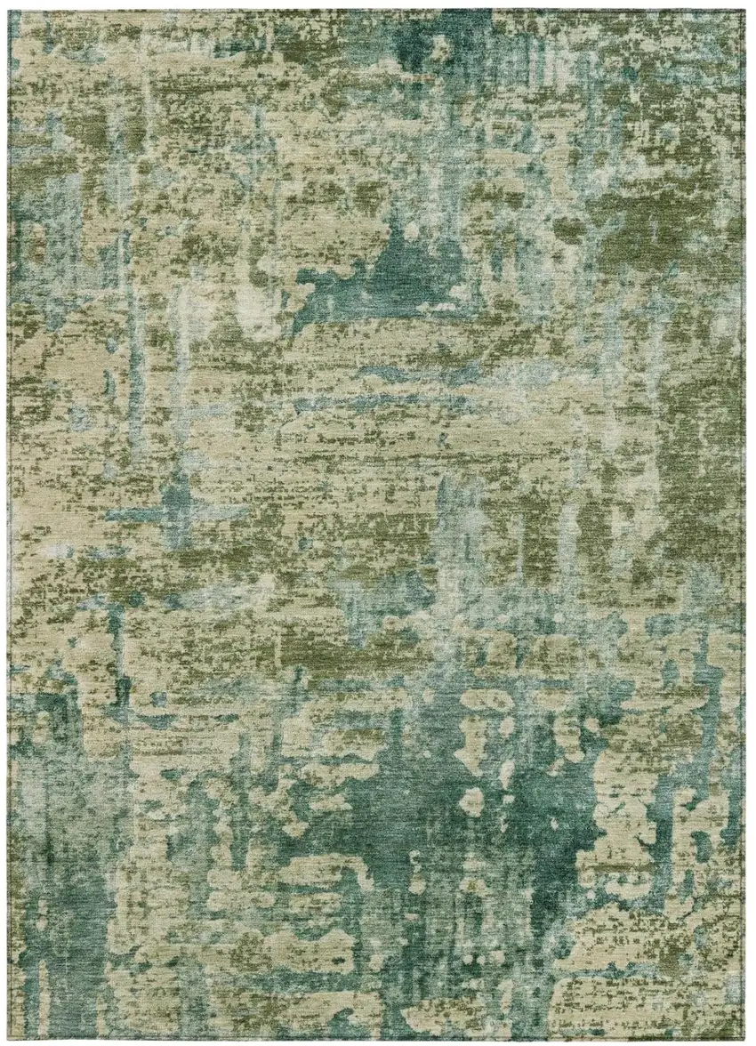 Green And Sage Abstract Washable Indoor Outdoor Area Rug Photo 3