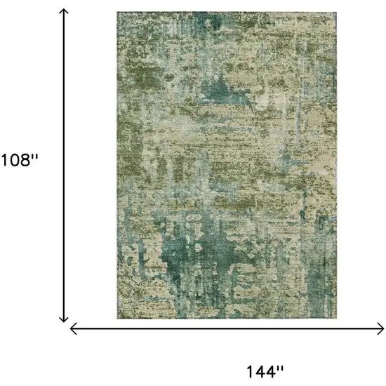 Green And Sage Abstract Washable Indoor Outdoor Area Rug Photo 6