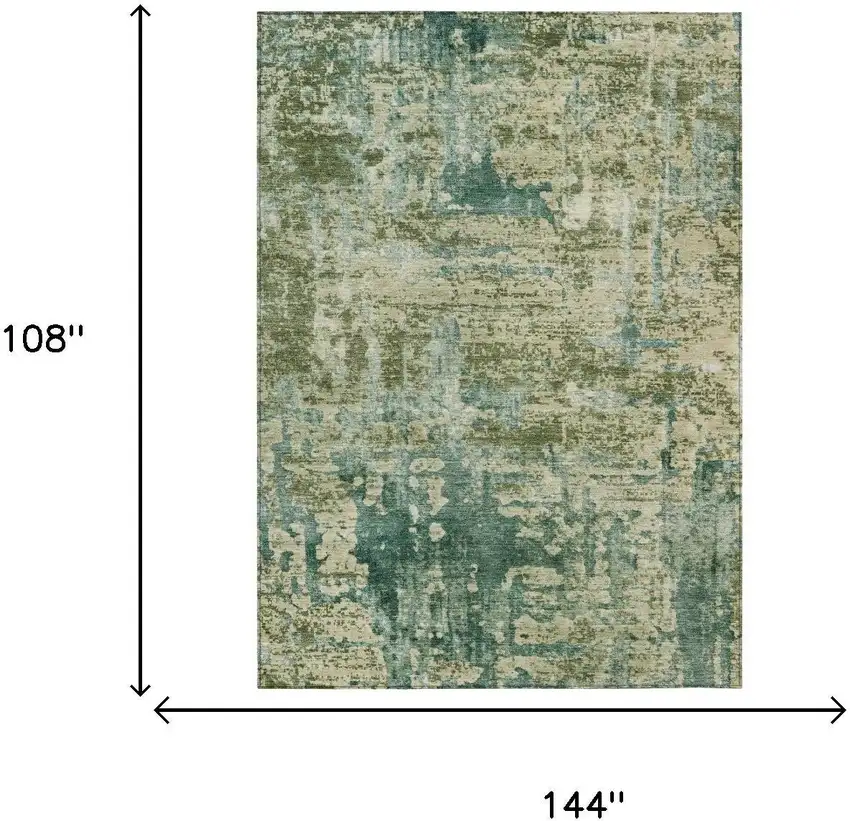 Green And Sage Abstract Washable Indoor Outdoor Area Rug Photo 6