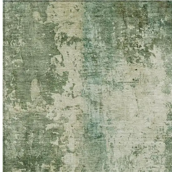 Green And Sage Abstract Washable Indoor Outdoor Area Rug Photo 9