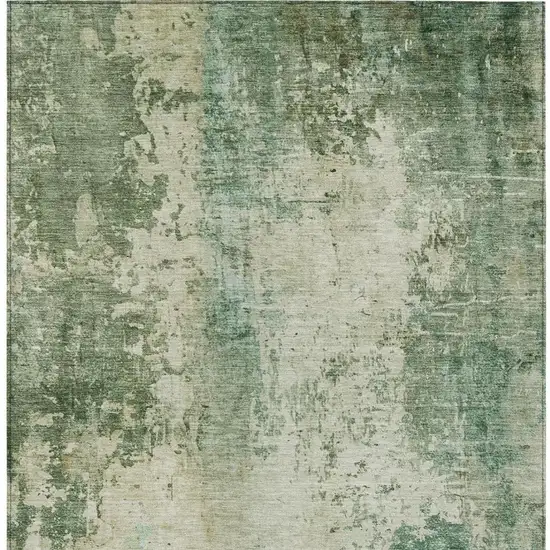 Green And Sage Abstract Washable Indoor Outdoor Area Rug Photo 8