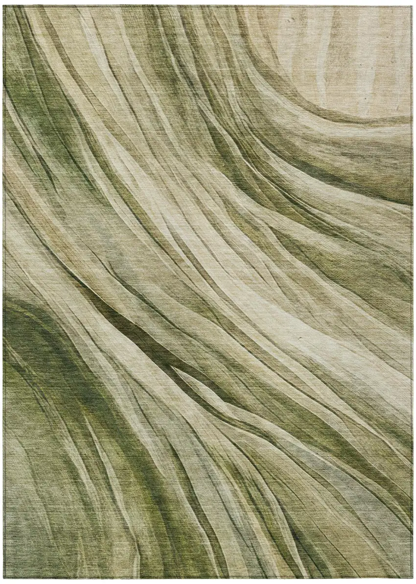 Green And Sage Abstract Washable Indoor Outdoor Area Rug Photo 3