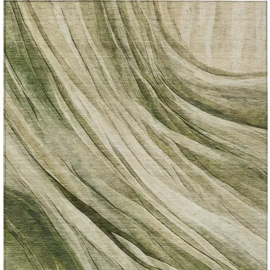 Green And Sage Abstract Washable Indoor Outdoor Area Rug Photo 9