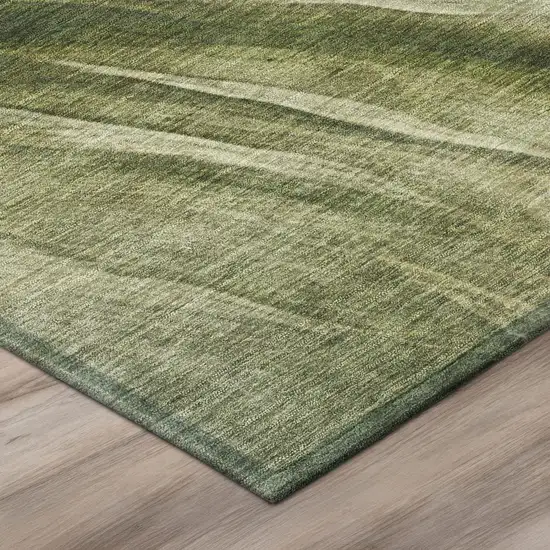 Green And Sage Abstract Washable Indoor Outdoor Area Rug Photo 5