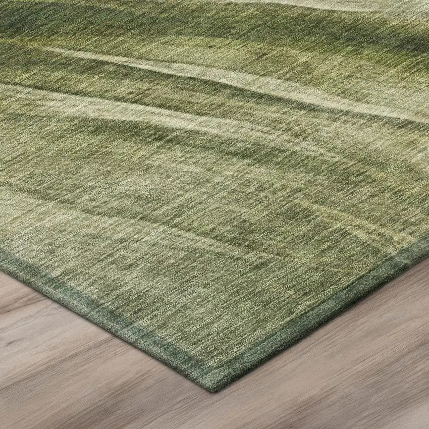 Green And Sage Abstract Washable Indoor Outdoor Area Rug Photo 5