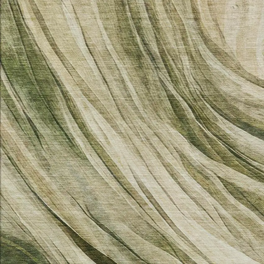 Green And Sage Abstract Washable Indoor Outdoor Area Rug Photo 6