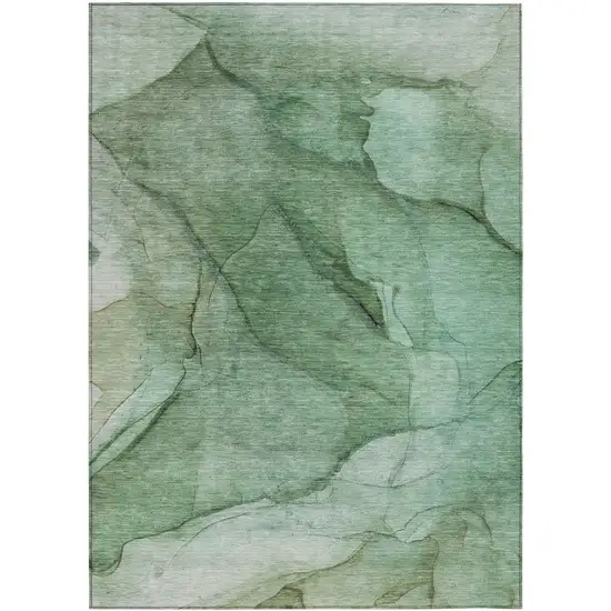 Green And Sage Abstract Washable Indoor Outdoor Area Rug Photo 2