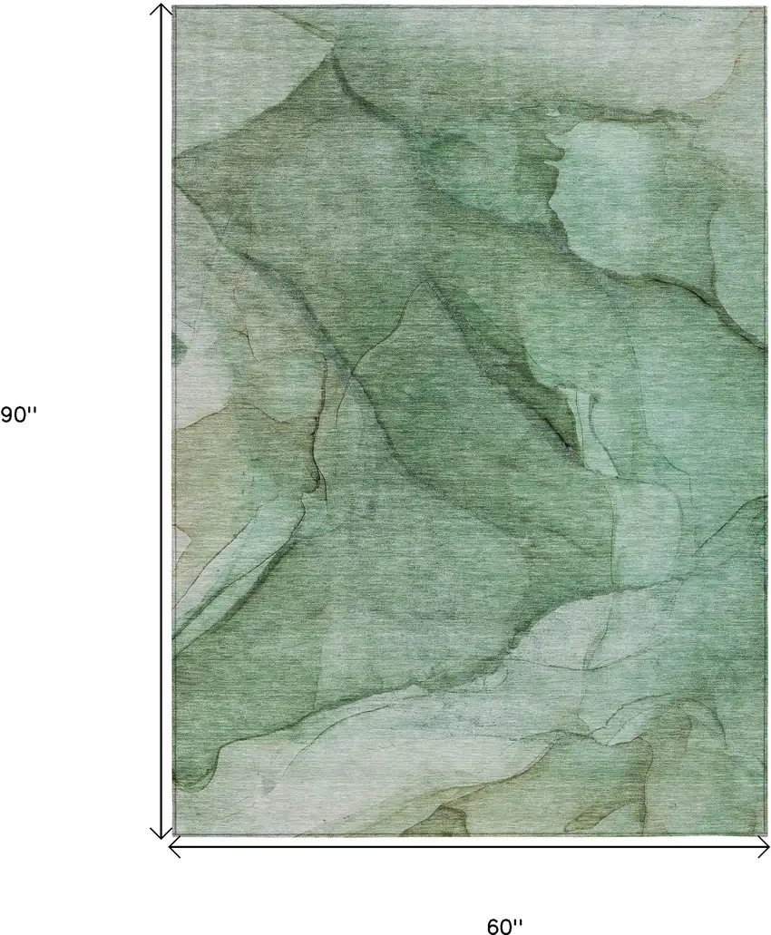 Green And Sage Abstract Washable Indoor Outdoor Area Rug Photo 3