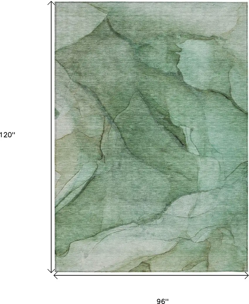 Green And Sage Abstract Washable Indoor Outdoor Area Rug Photo 3