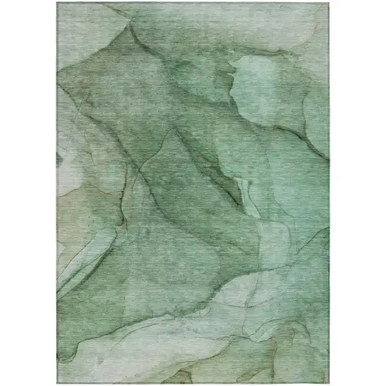 Green And Sage Abstract Washable Indoor Outdoor Area Rug Photo 2