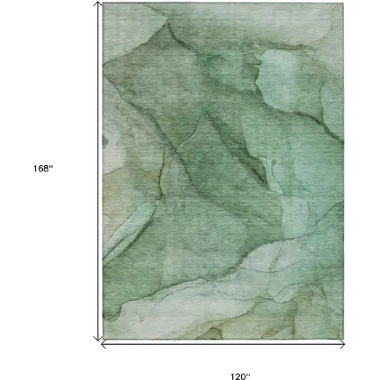Green And Sage Abstract Washable Indoor Outdoor Area Rug Photo 3