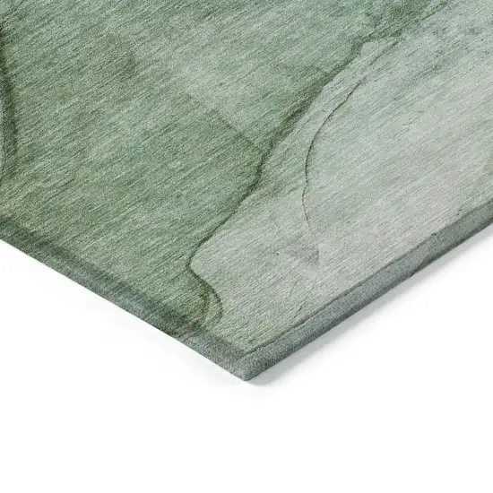 Green And Sage Abstract Washable Indoor Outdoor Area Rug Photo 4