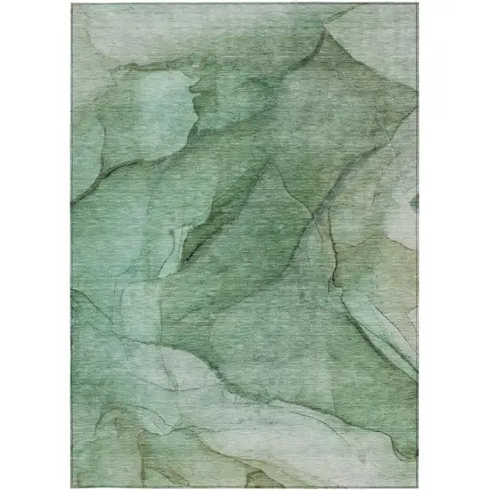 Green And Sage Abstract Washable Indoor Outdoor Area Rug Photo 5