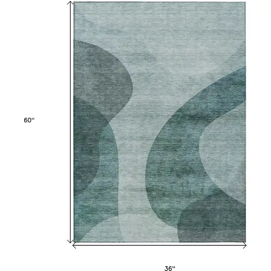 Green And Sage Abstract Washable Indoor Outdoor Area Rug Photo 3