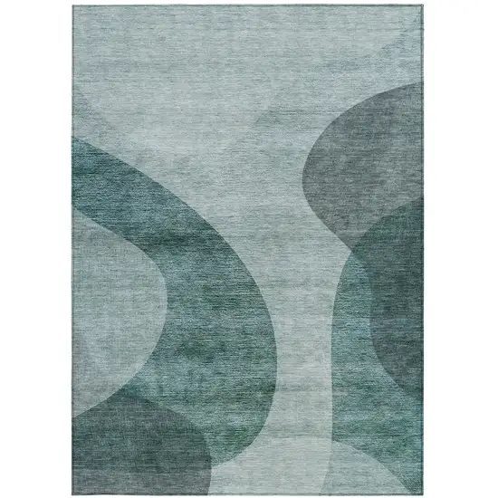 Green And Sage Abstract Washable Indoor Outdoor Area Rug Photo 6