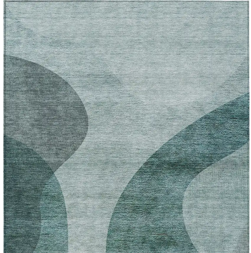 Green And Sage Abstract Washable Indoor Outdoor Area Rug Photo 5