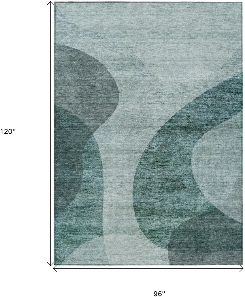 Green And Sage Abstract Washable Indoor Outdoor Area Rug Photo 3