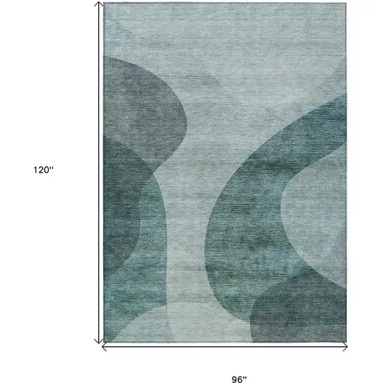 Green And Sage Abstract Washable Indoor Outdoor Area Rug Photo 3