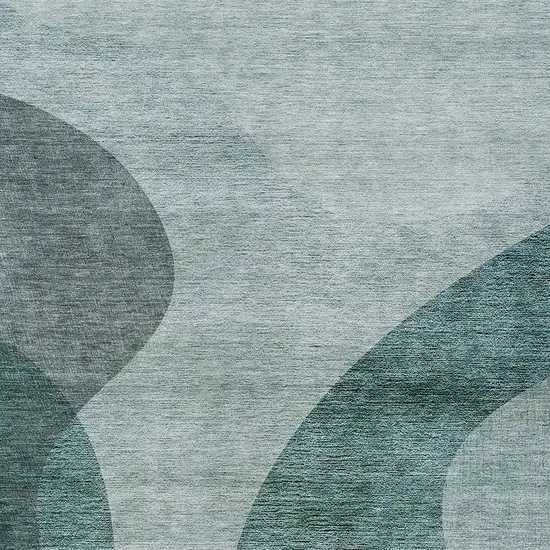 Green And Sage Abstract Washable Indoor Outdoor Area Rug Photo 5