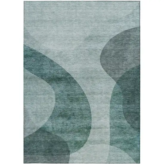 Green And Sage Abstract Washable Indoor Outdoor Area Rug Photo 6