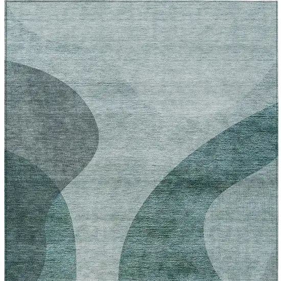 Green And Sage Abstract Washable Indoor Outdoor Area Rug Photo 6