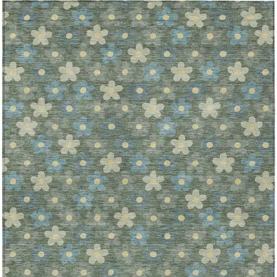 Green And Sage Floral Washable Indoor Outdoor Area Rug Photo 4