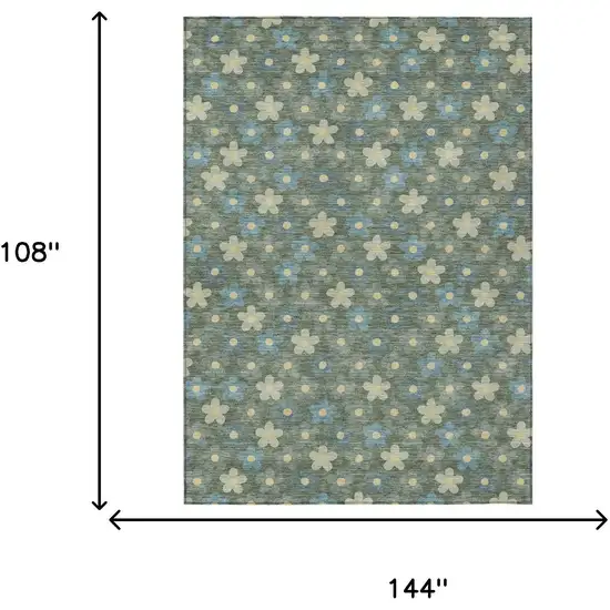 Green And Sage Floral Washable Indoor Outdoor Area Rug Photo 7
