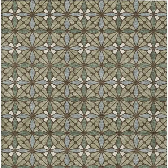 Green And Sage Geometric Washable Indoor Outdoor Area Rug Photo 3