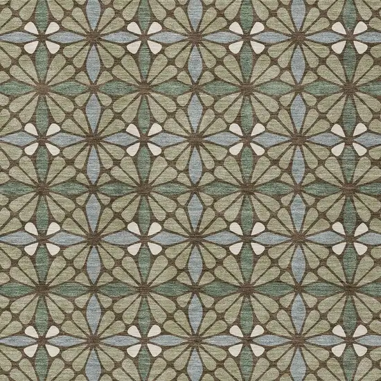 Green And Sage Geometric Washable Indoor Outdoor Area Rug Photo 2