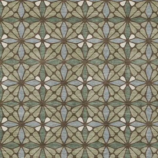 Green And Sage Geometric Washable Indoor Outdoor Area Rug Photo 2