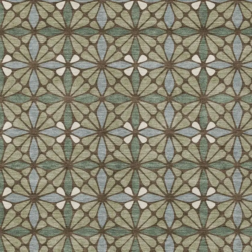 Green And Sage Geometric Washable Indoor Outdoor Area Rug Photo 2