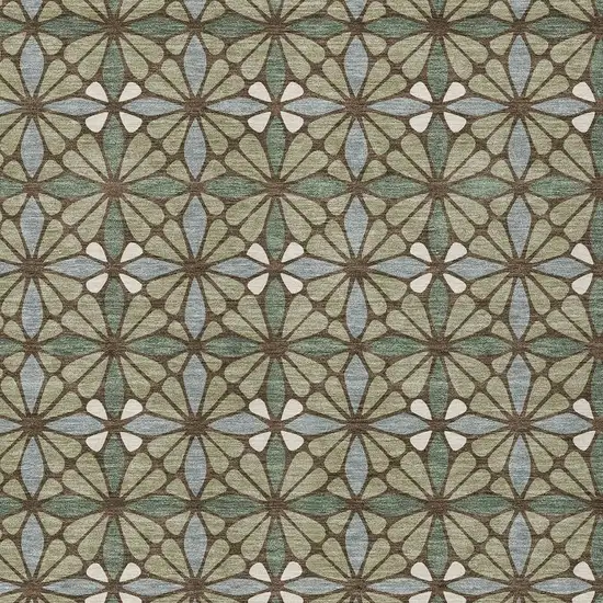 Green And Sage Geometric Washable Indoor Outdoor Area Rug Photo 2