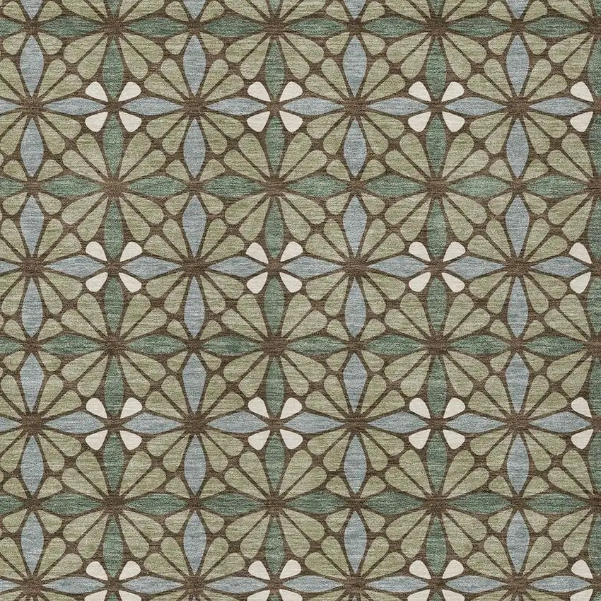 Green And Sage Geometric Washable Indoor Outdoor Area Rug Photo 2