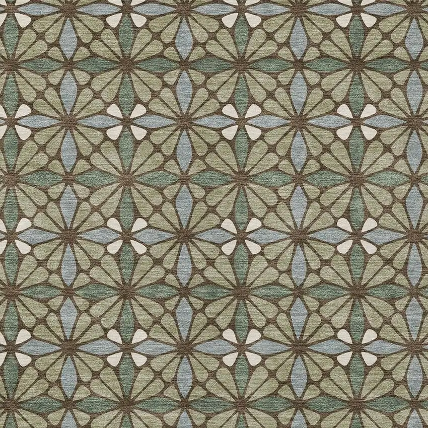 Green And Sage Geometric Washable Indoor Outdoor Area Rug Photo 2