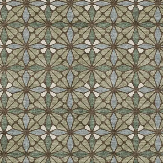 Green And Sage Geometric Washable Indoor Outdoor Area Rug Photo 2