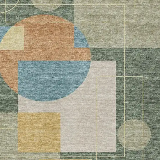 Green And Sage Geometric Washable Indoor Outdoor Area Rug Photo 4