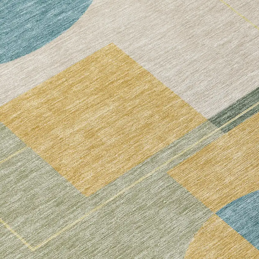 Green And Sage Geometric Washable Indoor Outdoor Area Rug Photo 6