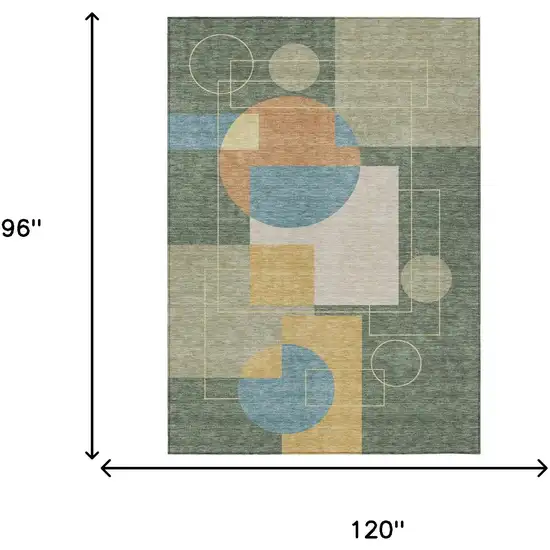 Green And Sage Geometric Washable Indoor Outdoor Area Rug Photo 7
