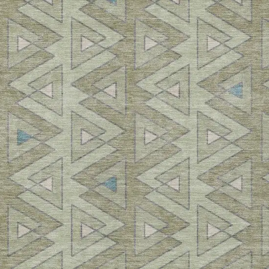 Green And Sage Geometric Washable Indoor Outdoor Area Rug Photo 3
