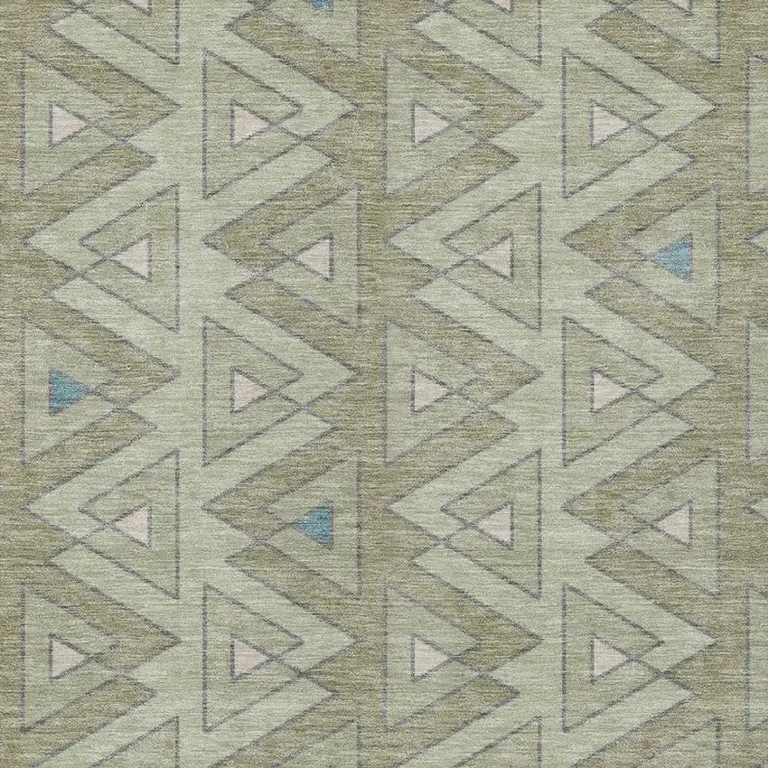 Green And Sage Geometric Washable Indoor Outdoor Area Rug Photo 3