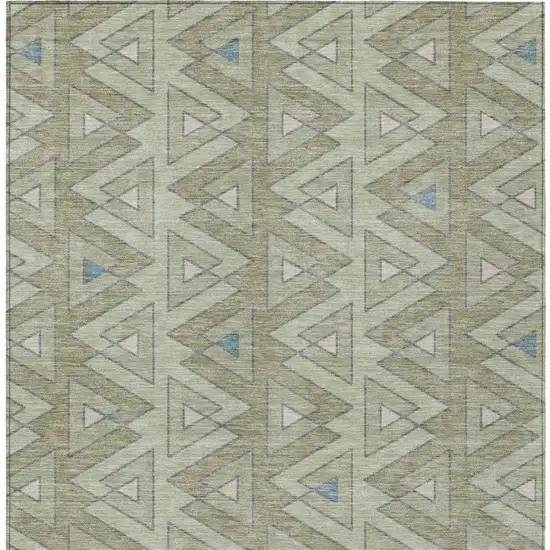 Green And Sage Geometric Washable Indoor Outdoor Area Rug Photo 4