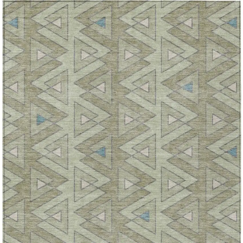 Green And Sage Geometric Washable Indoor Outdoor Area Rug Photo 4