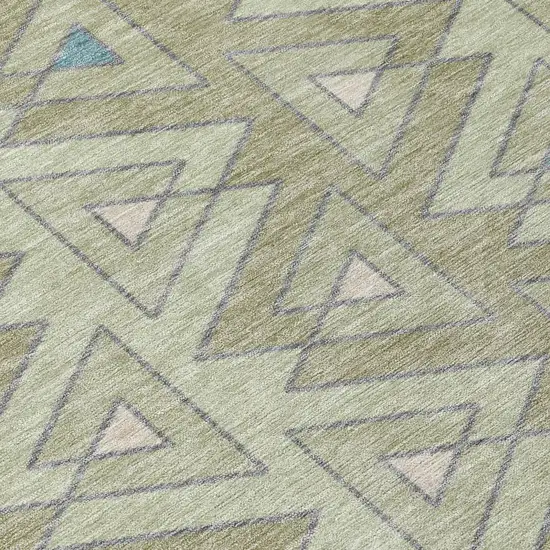 Green And Sage Geometric Washable Indoor Outdoor Area Rug Photo 6