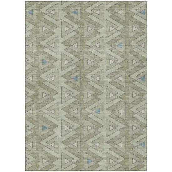 Green And Sage Geometric Washable Indoor Outdoor Area Rug Photo 2