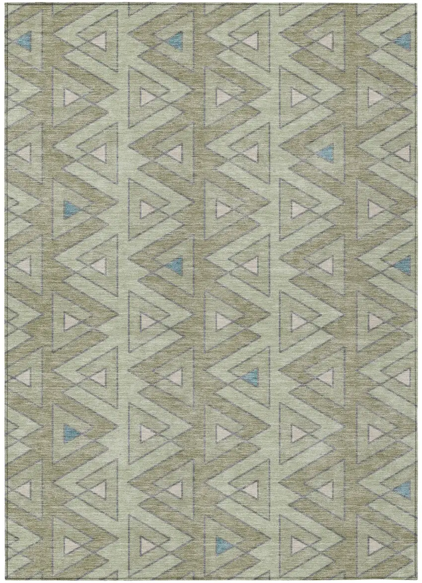 Green And Sage Geometric Washable Indoor Outdoor Area Rug Photo 2