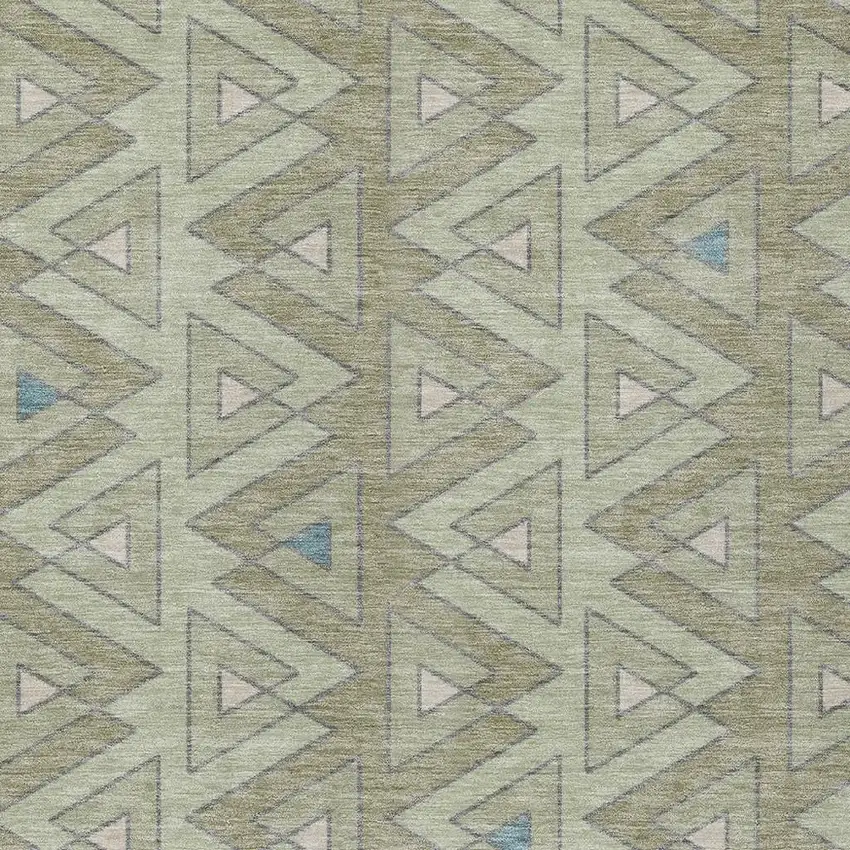 Green And Sage Geometric Washable Indoor Outdoor Area Rug Photo 3