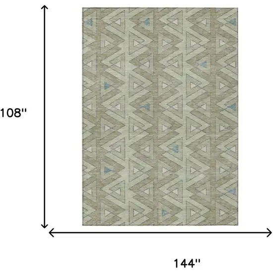 Green And Sage Geometric Washable Indoor Outdoor Area Rug Photo 7